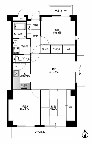 稲田堤ビューハイツの間取り図